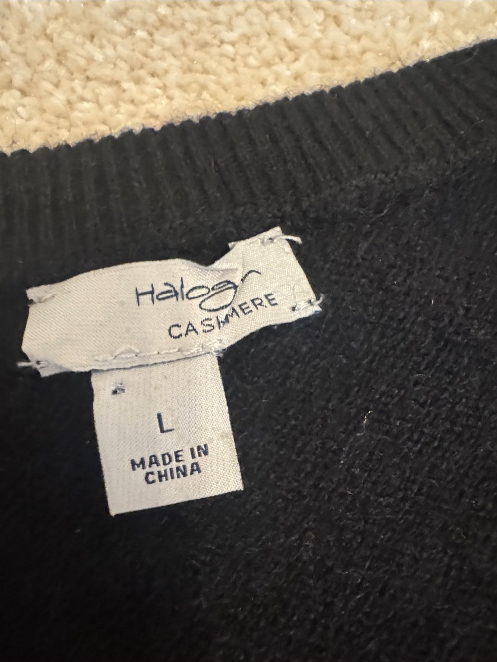Halogen 100% Cashmere Sweater Womens Large Black Long Sleeve Crewneck Soft - Picture 7 of 9